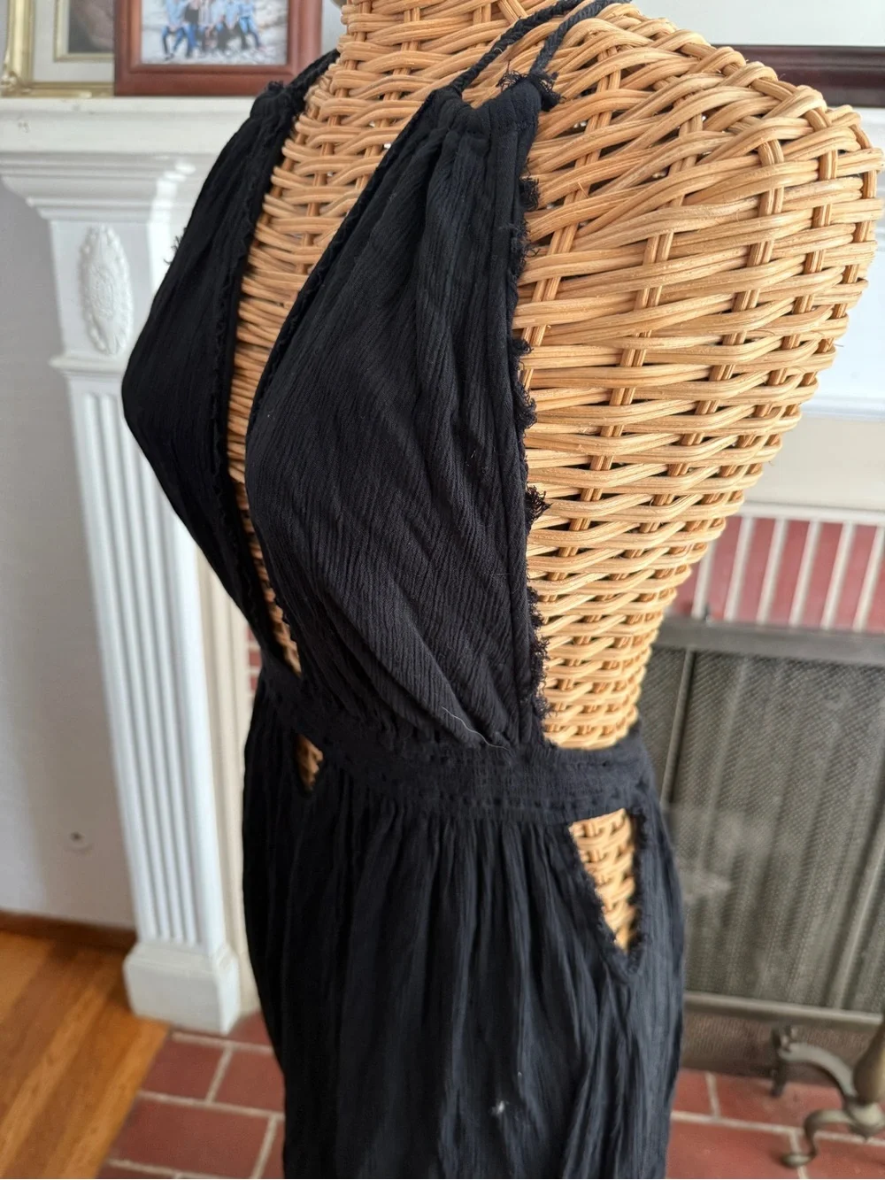 Free People look into the sun black gauze maxi dress Large